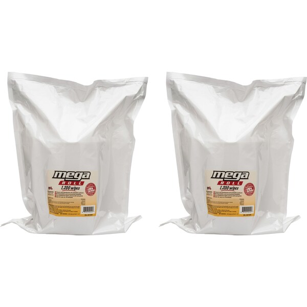 Wipes, Alcohol-free, 8"x8", 1200Shts/Roll, White, PK 2